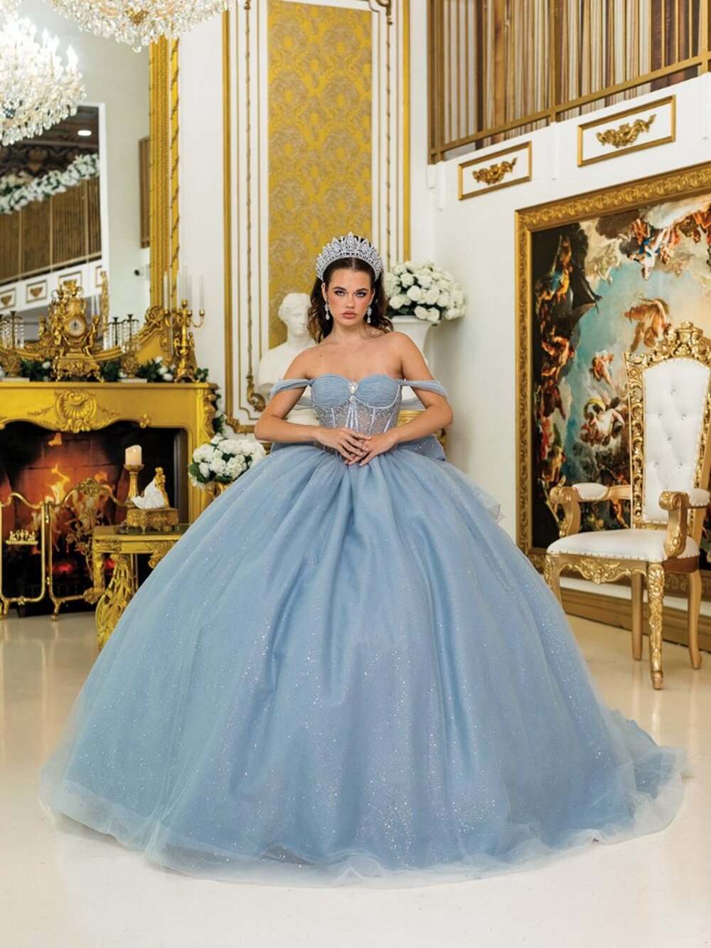 NEW DUSTY BLUE Strapless Quinceanera Ball Gown Floor Length 1996